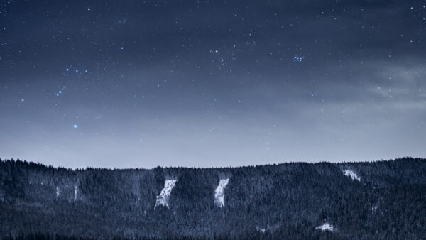 Wallpaper Desktop, Stars, Mountain, Sky, With, Mobile, Gray, Trees, Under, Space
