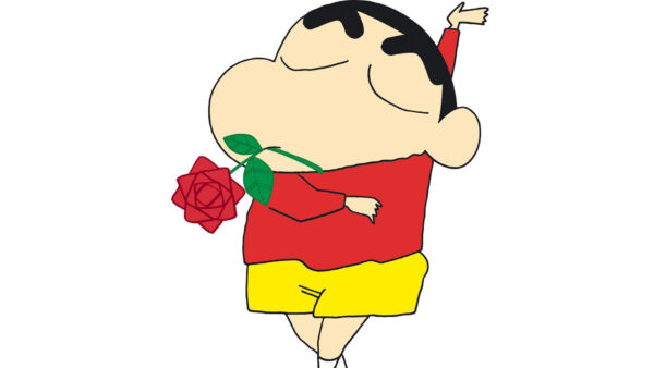 Wallpaper Rose, Standing, With, White, Mouth, Background, Shinchan