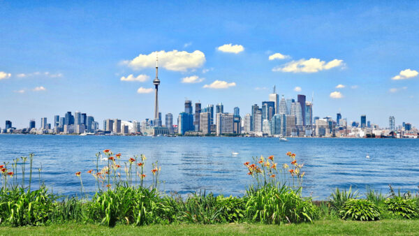 Wallpaper River, Landscape, Cloudy, View, Skyscraper, Nature, Under, Blue, Sky, And