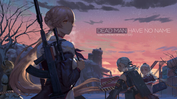 Wallpaper Sky, Desktop, Background, Frontline, Games, Girls, Spas, Sunset, OTS, G36C, Pink, SVD