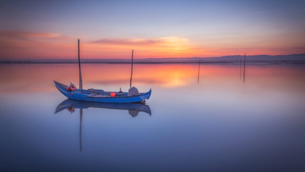 Wallpaper Morning, Desktop, Dawn, Nature, Horizon, Lake, Boat, During