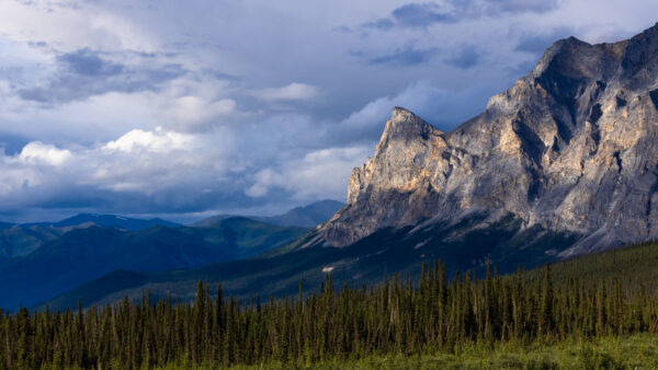 Wallpaper Green, Trees, Landscape, View, Rock, White, Mobile, Nature, Desktop, Under, Mountains, Plants, Clouds, Sky, Blue