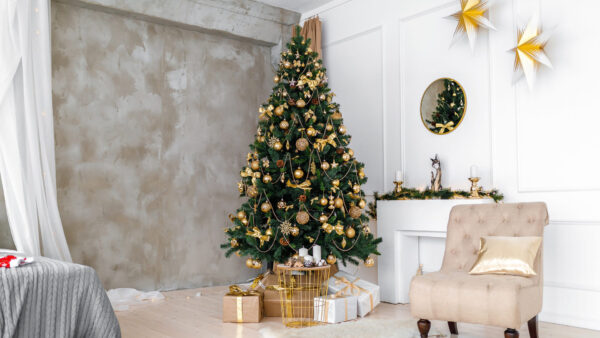 Wallpaper Decorated, Christmas, Bedroom, Tree, Desktop