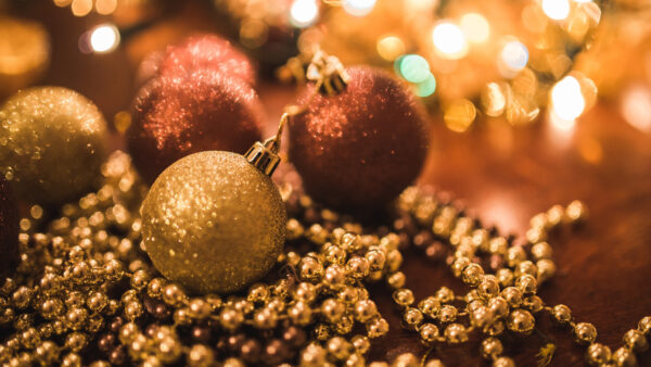 Wallpaper Shallow, Background, Balls, With, Christmas, Decorative
