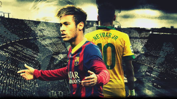 Wallpaper Yellow, Neymar, Red, Background, And, Dress, Wearing, Blue, Sports, Stadium