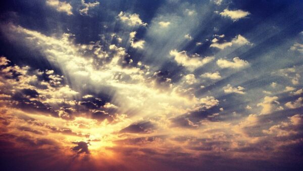 Wallpaper With, Black, Sunbeam, Yellow, Cloudy, Sky