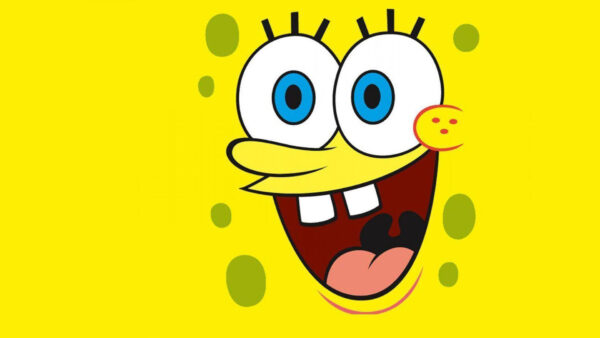 Wallpaper With, Blue, Open, Wide, Mouth, Spongbob, Eyes