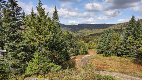 Wallpaper Mountains, Green, Nature, White, Plants, Bushes, Blue, Sand, Under, Clouds, Between, Trees, Path, Sky