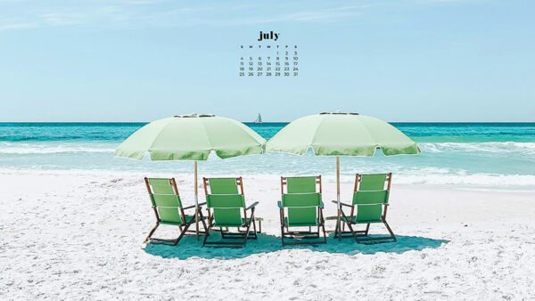 Wallpaper 2021, July, Ocean, Background, Calendar