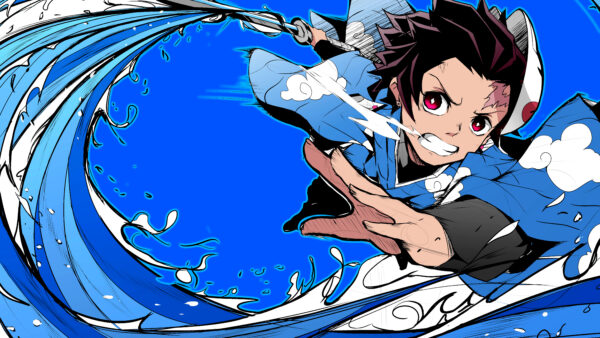Wallpaper Anime, Sword, Slayer, With, Background, Desktop, Demon, Tanjiro, Blue, Kamado