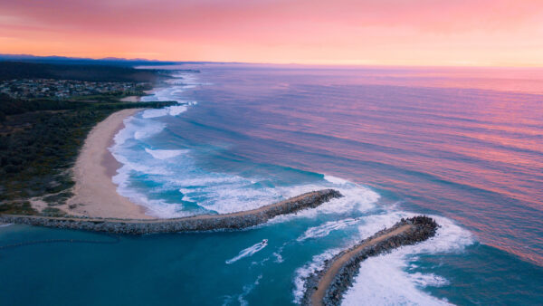 Wallpaper Sunset, Ocean, Beach