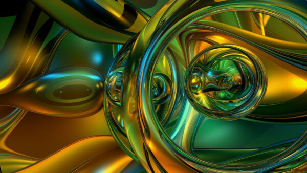 Wallpaper Yellow, Fractal, Blue, Abstract, Pipes