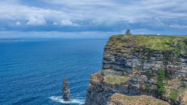 Wallpaper Blue, Clouds, Coast, Rock, Nature, Sea, Sky, Green, Island, Mobile, Grass, White, Desktop