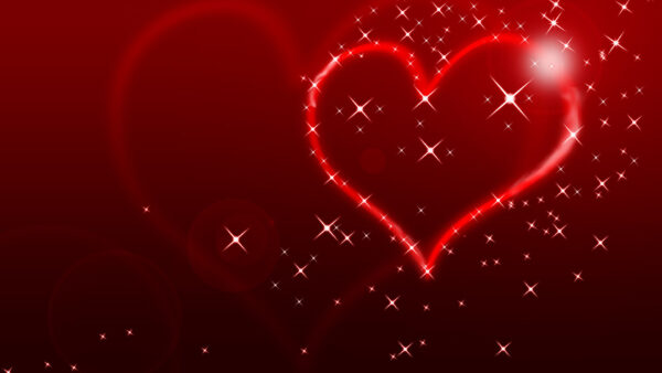 Wallpaper Glittering, Red, Heart, Background, Desktop, Valentine