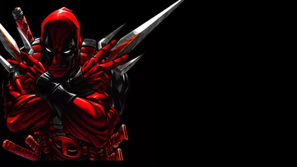 Wallpaper With, Red, Sword, Deadpool, Black, Background