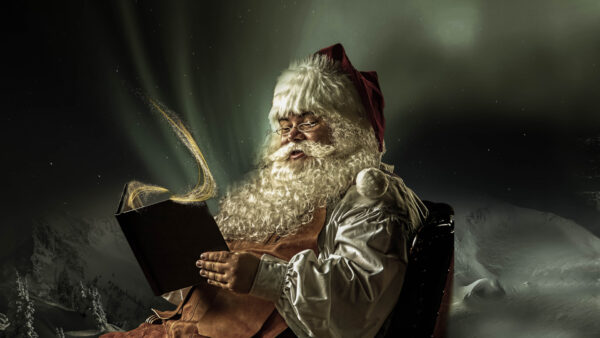 Wallpaper Sitting, Christmas, Santa, Book, Reading, And, Claus
