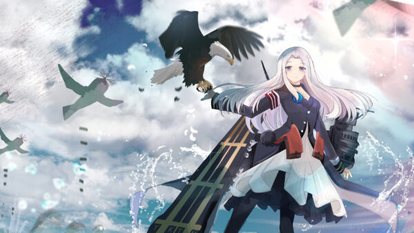 Wallpaper Long, With, Hair, Desktop, Lane, Azur, Girl, Eagle