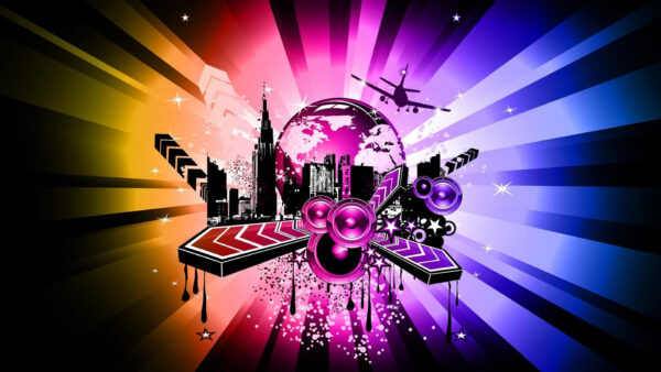 Wallpaper Music, Buildings, Colorful, Speakers, Background, Stars