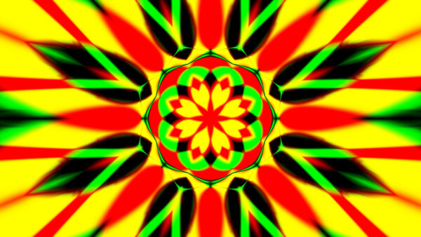 Wallpaper Green, Flower, Art, Yellow, Abstract, Pattern, Black, Shapes, Red