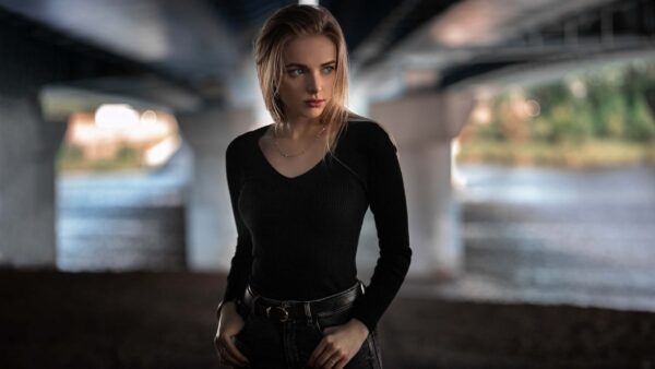 Wallpaper Background, Dress, Blur, Beautiful, Black, Model, Girl, Bridge, Wearing, Standing, Girls
