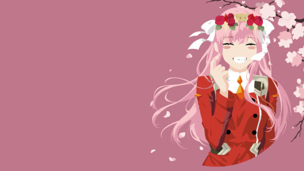 Wallpaper Rose, Darling, Pink, The, Head, Two, With, Anime, FranXX, Zero, Background, Red