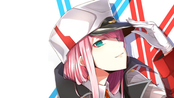 Wallpaper Hat, Anime, Background, The, Blue, Lines, Two, Zero, Darling, With, And, White, FranXX, Red