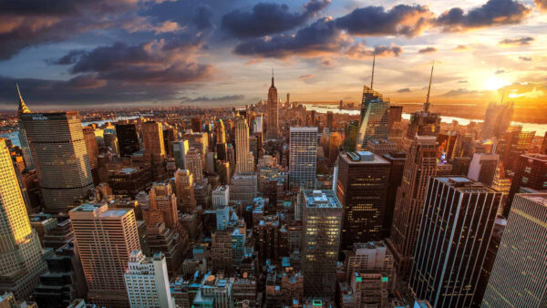 Wallpaper MacBook, Black, Cloudy, Sky, Under, Desktop, Buildings, Aerial, View