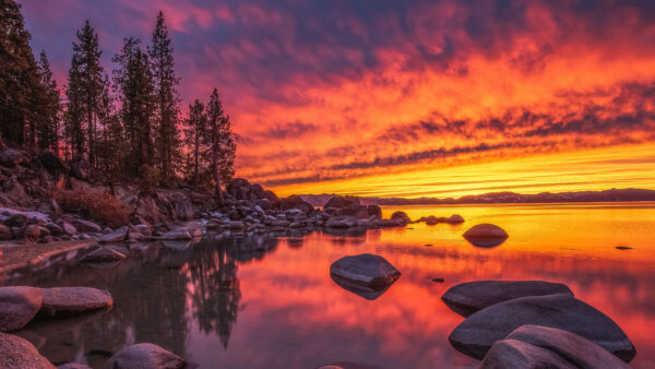 Wallpaper Sunset, USA, Tahoe, Nevada, Lake, Nature, Desktop