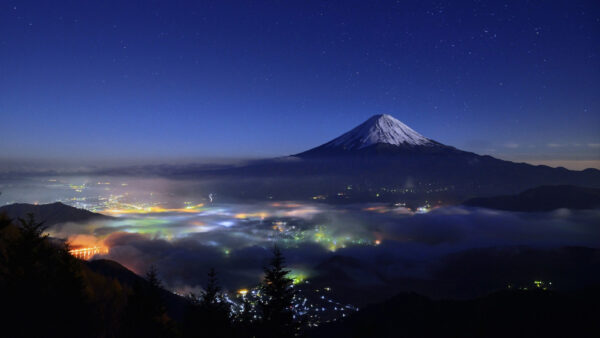 Wallpaper Travel, City, Nighttime, Japan, Mount, Fuji, View