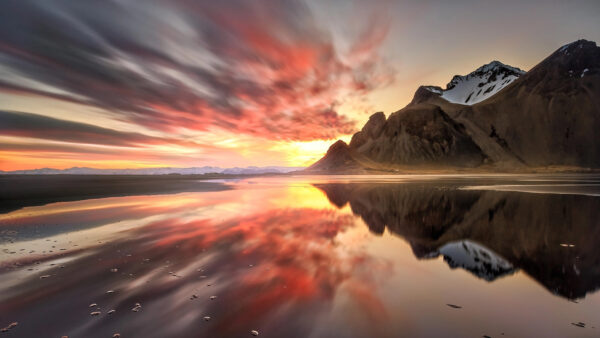 Wallpaper Nature, With, Under, Desktop, Reflection, Covered, Snow, Beach, Mountain