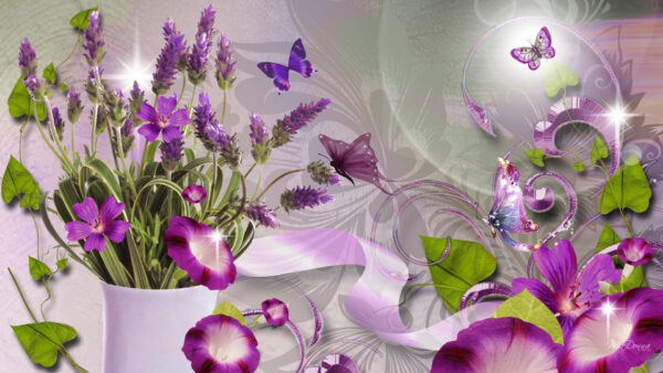 Wallpaper Purple, Butterflies, Fantasy, Desktop