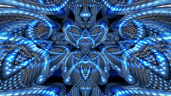 Wallpaper Abstract, Blue, Mobile, Desktop, Pattern, Shapes, Glow, Fractal, Glare