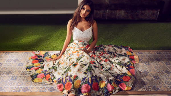 Wallpaper Actress, Nidhhi, Flower, Bollywood, White, Printed, Skirt, Wearing, Agerwal, Girls, And, Top
