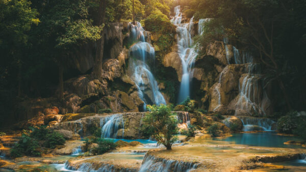 Wallpaper Nature, Rock, Beautiful, Waterfall