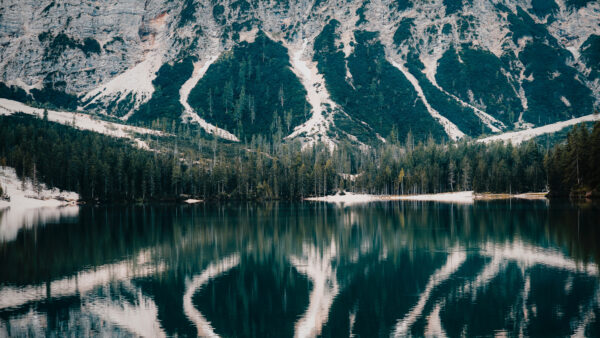 Wallpaper Green, Trees, Desktop, Reflection, Mountains, White, Mobile, Nature, River