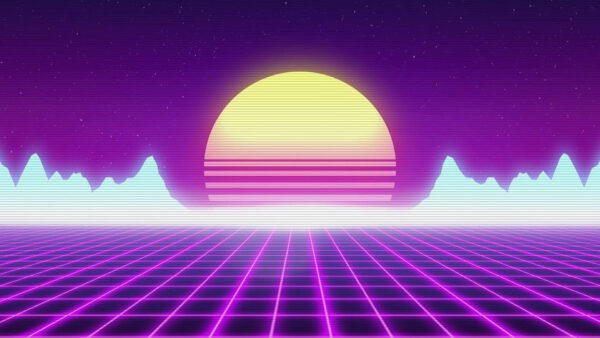 Wallpaper Moon, Purple, Sky, Synthwave, Vaporwave, Light