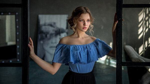 Wallpaper Blue, Beautiful, Girls, Girl, Dress, Wearing, Black, Model, Eyes