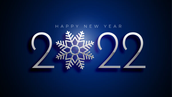 Wallpaper Glare, 2022, Year, Snowflake, Background, White, Happy, Blue, New