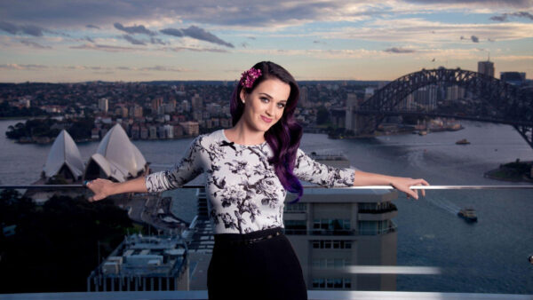 Wallpaper Standing, Katy, View, Model, Girls, Background, Wearing, Dress, Ash, Perry, Beautiful, Girl, Black, City