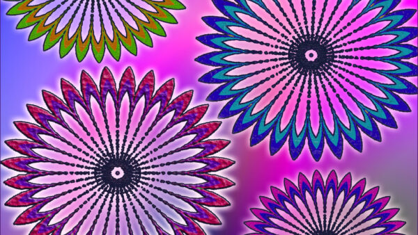 Wallpaper Flower, Trippy, Desktop, Pink, Blue, Radial