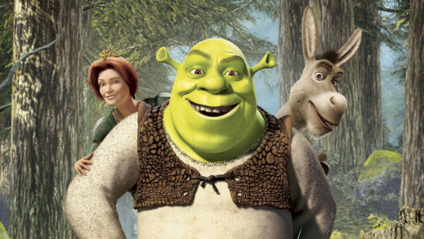 Wallpaper Forest, Shrek, Fiona, Donkey, Background