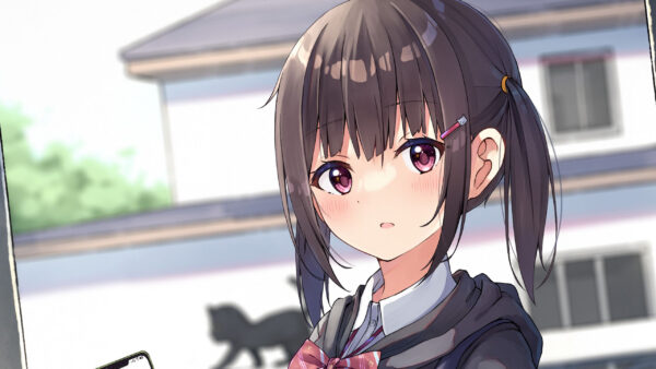 Wallpaper Uniform, With, Light, Girl, Anime, School, Pink, Eyes