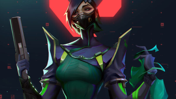 Wallpaper Green, Dress, Black, Mask, Viper, Valorant, Blue