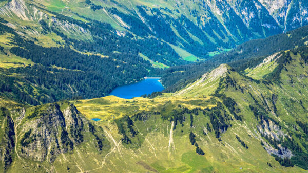 Wallpaper Daytime, Aerial, Mountains, Lake, Mobile, Forest, Desktop, Greenery, During, View, Slope, Nature