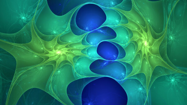 Wallpaper Blue, Green, Trippy, Bubbles, Fractal