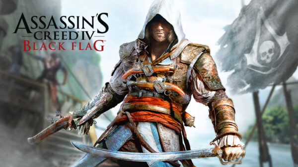 Wallpaper Creed, Black, Flag, Assassins