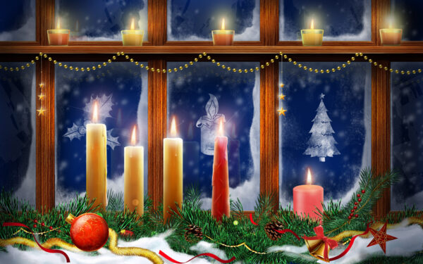 Wallpaper Candles, Lighting, Christmas
