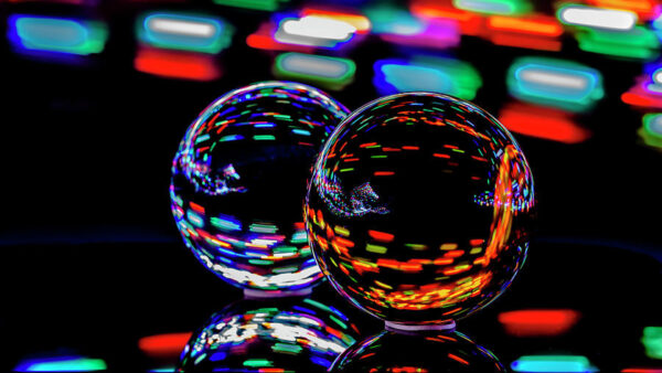 Wallpaper Abstract, Glass, Lights, Reflection, Colorful, Ball
