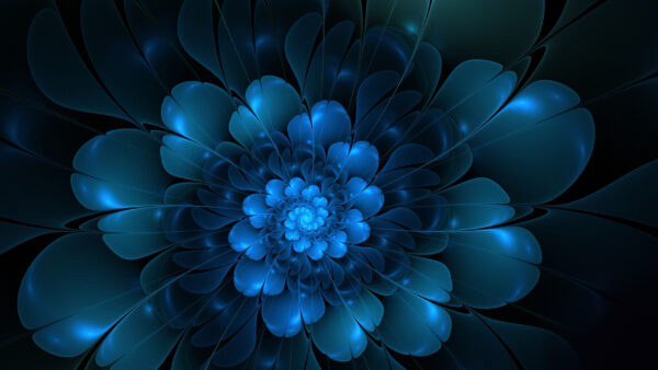 Wallpaper Fractal, Abstract, Blue, Abstraction, Shape, Art, Flower