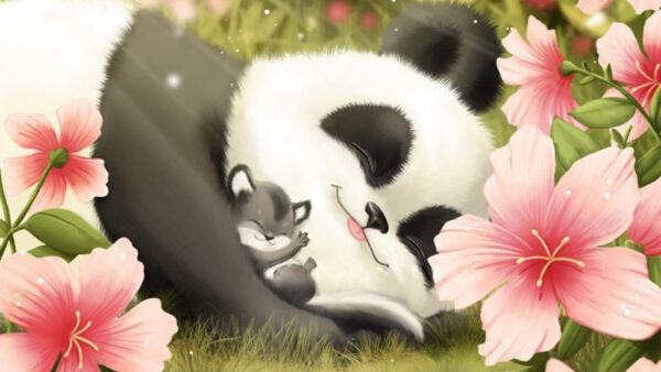 Wallpaper Sleeping, Desktop, Big, Are, Panda, Grass, Green, And, Baby